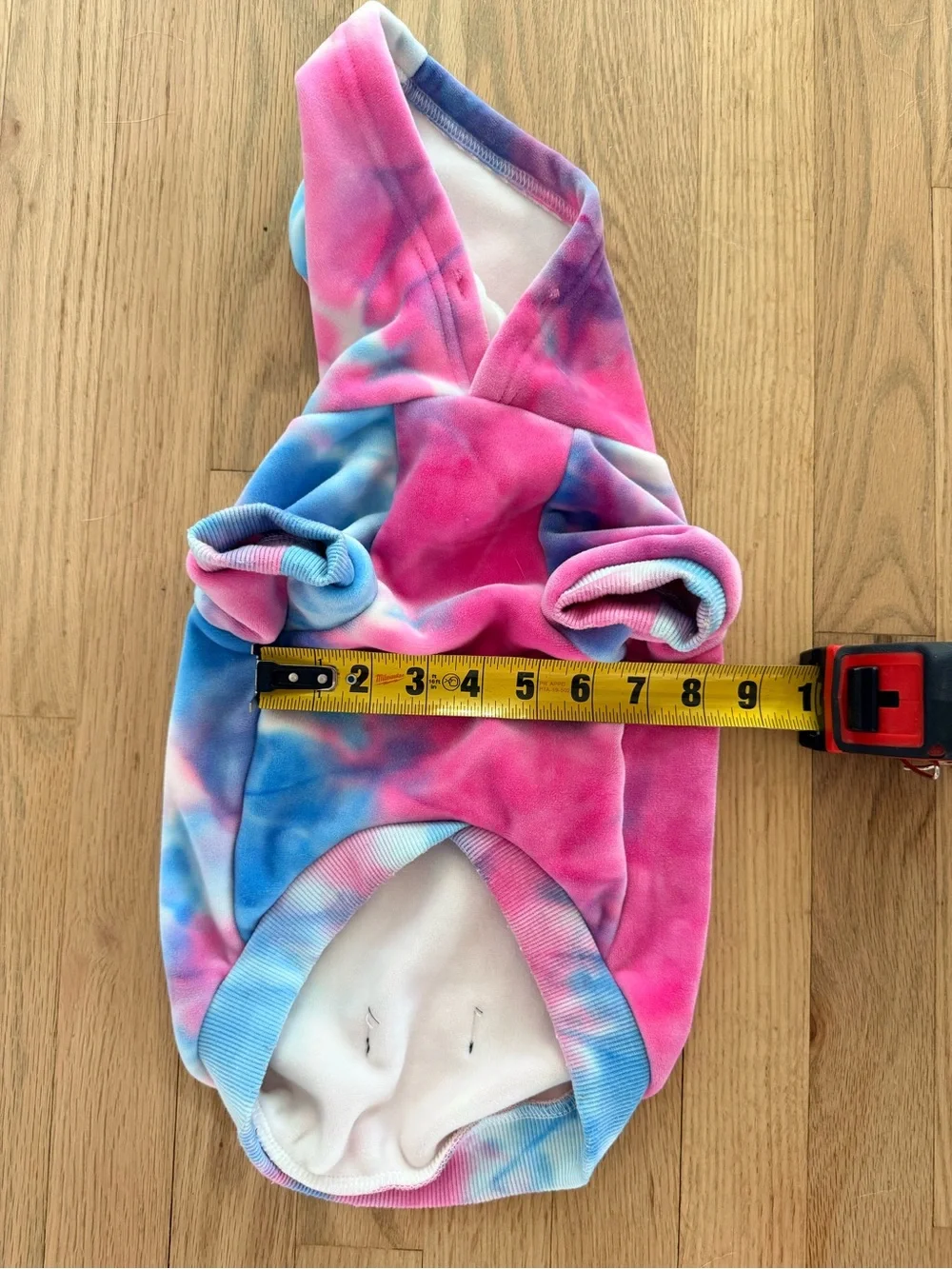 Spark Paws Velvet Dog Hoodie – Pink & Blue Tie-Dye – Estimated Large